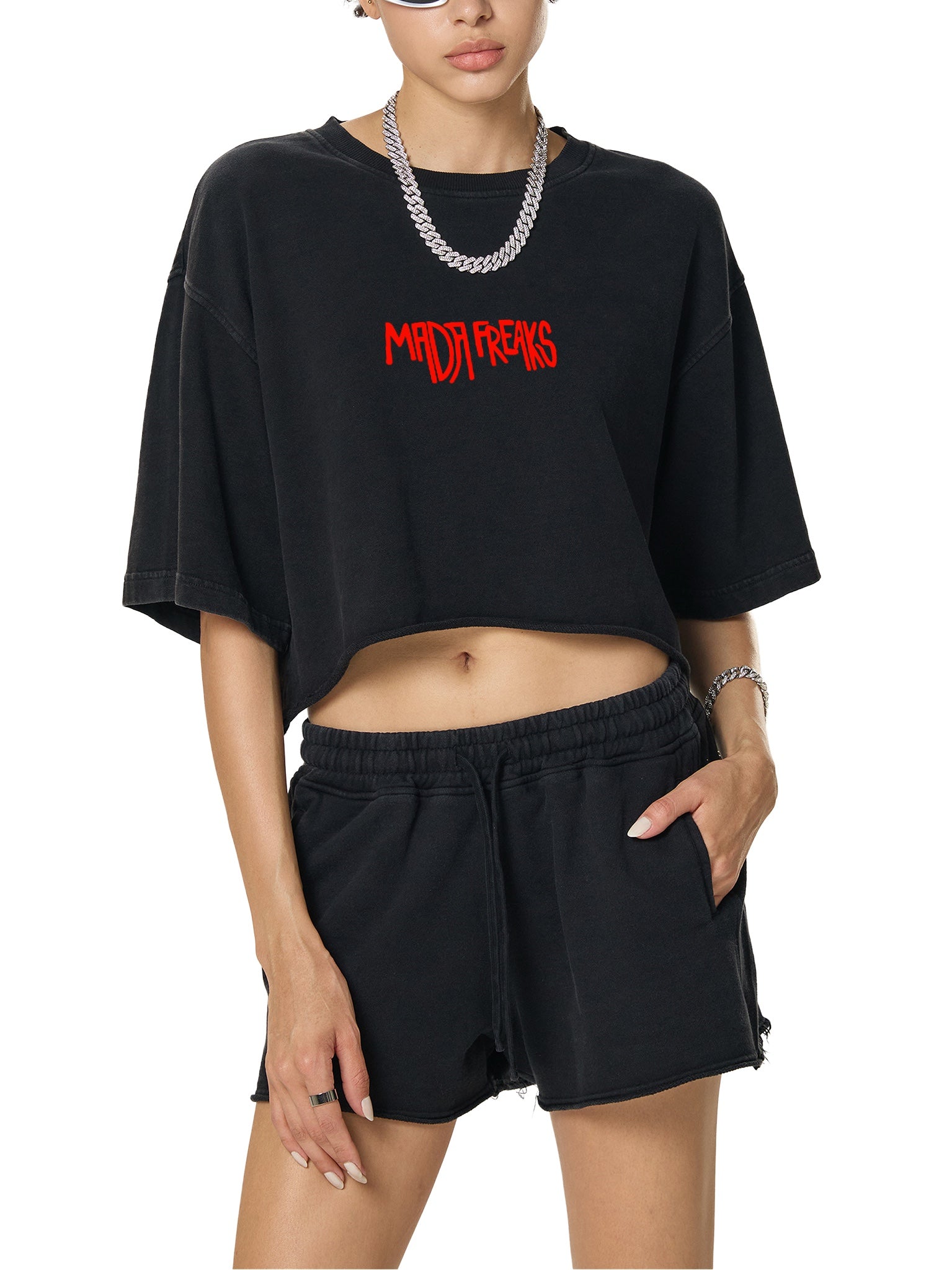 Woman's MadaFreaks Raw Edge Crop Top