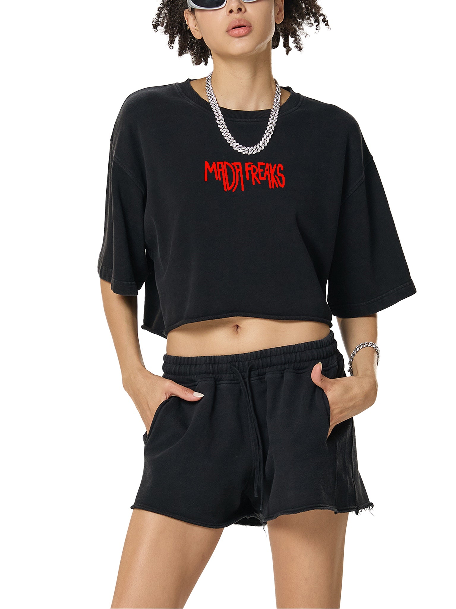 Woman's MadaFreaks Raw Edge Crop Top